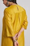 Buy_Vaaya_Yellow Chanderi Silk Embroidery, Sequins Round Neck Sarson Kurta _Online_at_Aza_Fashions