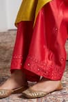 Vaaya_Red Chanderi Silk Embroidery, Mirrors Pant _Online_at_Aza_Fashions