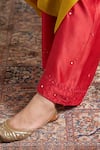 Buy_Vaaya_Red Chanderi Silk Embroidery, Mirrors Pant _Online_at_Aza_Fashions