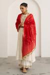 Vaaya_Red Chanderi Silk Tassels, Gota Patti Sikka Booti Dupatta _Online_at_Aza_Fashions