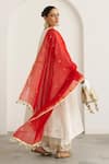 Shop_Vaaya_Red Chanderi Silk Tassels, Gota Patti Sikka Booti Dupatta _at_Aza_Fashions