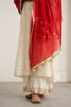 Shop_Vaaya_Red Chanderi Silk Tassels, Gota Patti Sikka Booti Dupatta _Online_at_Aza_Fashions