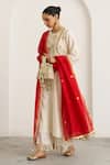 Vaaya_Red Chanderi Silk Tassels, Gota Patti Sikka Booti Dupatta _at_Aza_Fashions