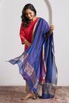 Vaaya_Blue Chanderi Silk Tassels Handwoven Dupatta _Online_at_Aza_Fashions