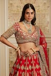 Buy_Roqa_Red Silk, Net Embroidery, Zari, Sequins, Stones Naima Bridal Lehenga Set _Online_at_Aza_Fashions