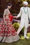 Shop_Roqa_Red Silk, Net Embroidery, Zari, Sequins, Stones Naima Bridal Lehenga Set _Online_at_Aza_Fashions