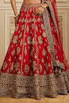 Roqa_Red Silk, Net Embroidery, Zari, Sequins, Stones Naima Bridal Lehenga Set _at_Aza_Fashions