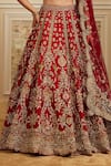 Shop_Roqa_Red Silk, Net Embroidery, Sequins, Zari V-neck Zinah Bridal Lehenga Set _Online_at_Aza_Fashions