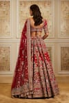 Shop_Roqa_Red Silk, Net Embroidery, Sequins, Zari Sweetheart Maysa Bridal Lehenga Set _at_Aza_Fashions