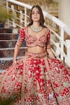 Buy_Roqa_Red Silk, Net Embroidery, Sequins, Zari Sweetheart Maysa Bridal Lehenga Set _Online_at_Aza_Fashions