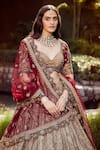 Roqa_Gold Tissue, Silk, Net Embroidery, Zari Sweetheart Haneen Bridal Lehenga Set _Online_at_Aza_Fashions
