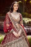 Shop_Roqa_Gold Tissue, Silk, Net Embroidery, Zari Sweetheart Haneen Bridal Lehenga Set _Online_at_Aza_Fashions