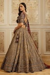Shop_Roqa_Gold Tissue, Silk, Net Embroidery, Zari Sweetheart Haneen Bridal Lehenga Set 