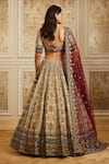 Shop_Roqa_Gold Silk, Net Embroidery, Zari, Sequins V-neck Mahran Bridal Lehenga Set _at_Aza_Fashions