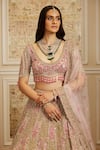 Buy_Roqa_Pink Net Sequins, Embroidery, Stones, Beads, Zari, Jazira Bridal Lehenga Set _Online_at_Aza_Fashions
