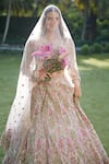 Roqa_Pink Net Sequins, Embroidery, Stones, Beads, Zari, Jazira Bridal Lehenga Set _at_Aza_Fashions