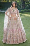 Buy_Roqa_Pink Net Sequins, Embroidery, Stones, Beads, Zari, Jazira Bridal Lehenga Set _at_Aza_Fashions
