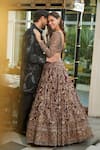 Buy_Roqa_Wine Organza, Net Embroidery, Sequins, Pearls, Shahira Plum Bridal Lehenga Set _Online_at_Aza_Fashions