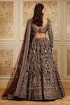 Shop_Roqa_Wine Organza, Net Embroidery, Sequins, Pearls, Shahira Plum Bridal Lehenga Set _at_Aza_Fashions