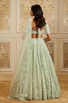 Shop_Roqa_Green Net Embroidery, Sequins, Beads V-neck Tajira Sea Bridal Lehenga Set _at_Aza_Fashions