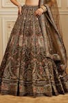 Shop_Roqa_Olive Green Net Embroidery, Sequins, Zari Scoop Reehana Bridal Lehenga Set _Online_at_Aza_Fashions
