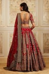 Shop_Roqa_Red Silk, Net Zari, Sequins, Embroidery Scoop Neck Safira Bridal Lehenga Set _at_Aza_Fashions