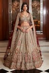 Buy_Roqa_Multi Color Net Embroidery, Sequins, Zari, Beads Nayyara Bridal Lehenga Set _at_Aza_Fashions