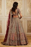 Shop_Roqa_Multi Color Net Embroidery, Sequins, Beads, Zari, Qamra Bridal Lehenga Set _at_Aza_Fashions