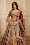 Buy_Roqa_Multi Color Net Embroidery, Sequins, Beads, Zari, Qamra Bridal Lehenga Set _Online_at_Aza_Fashions