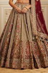 Shop_Roqa_Multi Color Net Embroidery, Sequins, Beads, Zari, Qamra Bridal Lehenga Set _Online_at_Aza_Fashions