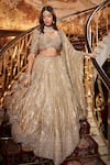 Buy_Roqa_Gold Tissue Embroidery, Sequins, Stones, Zari Firdous Bridal Lehenga Set _at_Aza_Fashions