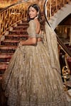 Roqa_Gold Tissue Embroidery, Sequins, Stones, Zari Firdous Bridal Lehenga Set _Online_at_Aza_Fashions