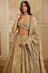 Buy_Roqa_Gold Tissue Embroidery, Sequins, Stones, Zari Firdous Bridal Lehenga Set _Online_at_Aza_Fashions