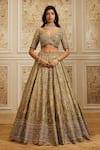 Shop_Roqa_Gold Tissue Embroidery, Sequins, Stones, Zari Firdous Bridal Lehenga Set _Online_at_Aza_Fashions
