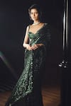 Buy_Seema Gujral_Emerald Green Georgette Sequins, Embroidery Work Saree With Strappy Blouse _Online_at_Aza_Fashions