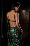 Seema Gujral_Emerald Green Georgette Sequins, Embroidery Work Saree With Strappy Blouse _Online_at_Aza_Fashions