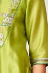 Vaaya_Lime Silk, Embroidery, Gota Patti, The Green Kurta Set _at_Aza_Fashions