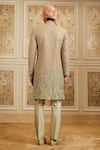 Shop_Roqa_Green Silk, Cotton Embroidery Afshin Sherwani Set _at_Aza_Fashions