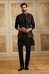 Buy_Roqa_Black Silk, Cotton Embroidery Adel Bundi Kurta Set _at_Aza_Fashions