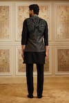 Shop_Roqa_Black Silk, Cotton Embroidery Adel Bundi Kurta Set _at_Aza_Fashions