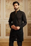 Buy_Roqa_Black Organza, Cotton, Silk Embroidery Rahi Sheer Kurta Set _Online_at_Aza_Fashions