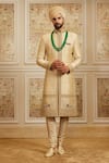 Shop_Roqa_Gold Silk, Cotton Embroidery, Metallic Thread Meheram Sherwani Kurta Set _at_Aza_Fashions