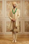Buy_Roqa_Gold Silk, Cotton Embroidery, Metallic Thread Meheram Sherwani Kurta Set _at_Aza_Fashions