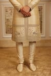Buy_Roqa_Gold Silk, Cotton Embroidery, Metallic Thread Meheram Sherwani Kurta Set _Online_at_Aza_Fashions