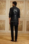 Shop_Roqa_Black Silk, Cotton Embroidery Rehaan Bundi Kurta Set _at_Aza_Fashions
