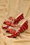 Buy_Around Always_Red Zari, Sequins, Embroidery Jhilmil Zardozi And Threadwork Floral Wedges _at_Aza_Fashions