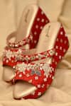 Shop_Around Always_Red Zari, Sequins, Embroidery Jhilmil Zardozi And Threadwork Floral Wedges _at_Aza_Fashions