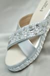 Around Always_Silver Sequins, Stones Juliet Cross-strap Slip-on Wedges _Online_at_Aza_Fashions