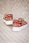 Around Always_Red Mahi Zardosi And Threadwork Embroidered Sneakers _Online_at_Aza_Fashions