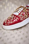 Buy_Around Always_Red Mahi Zardosi And Threadwork Embroidered Sneakers _Online_at_Aza_Fashions